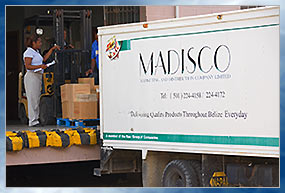 Loading goods in Madisco truck.